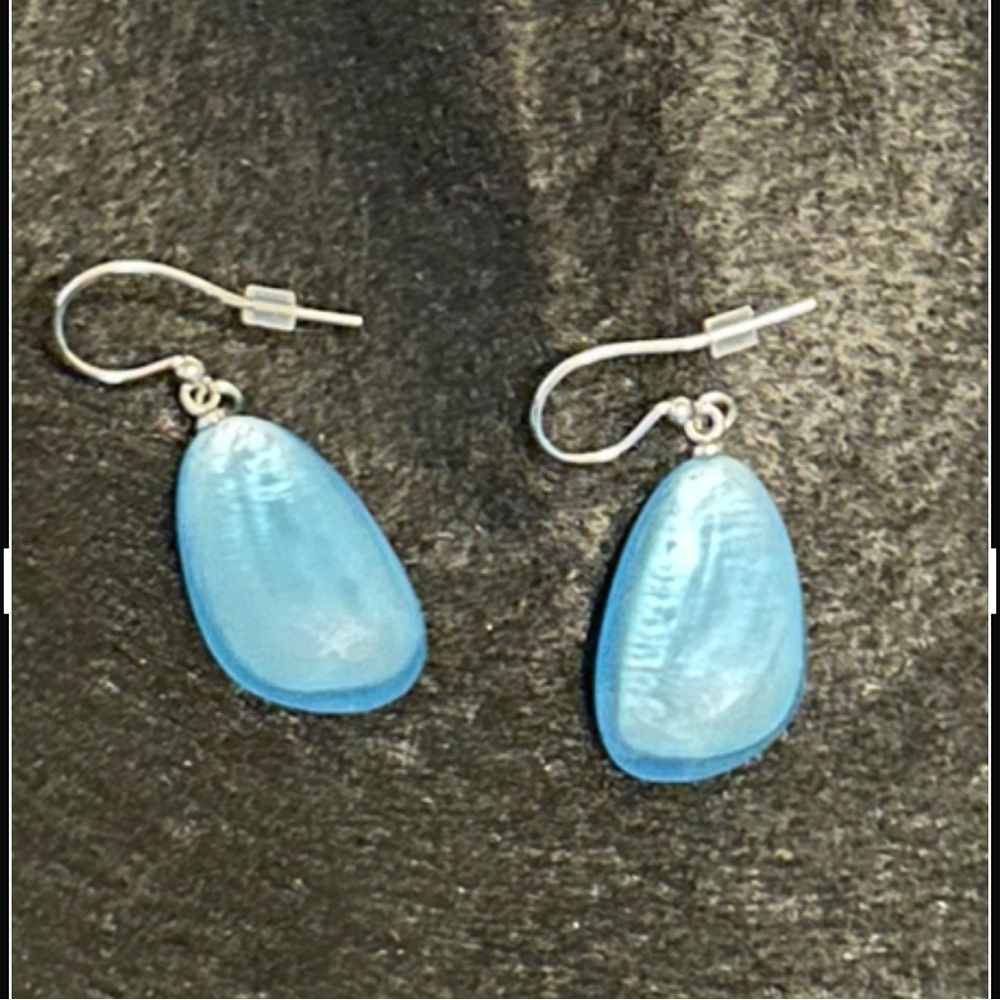 Blue sea glass earrings